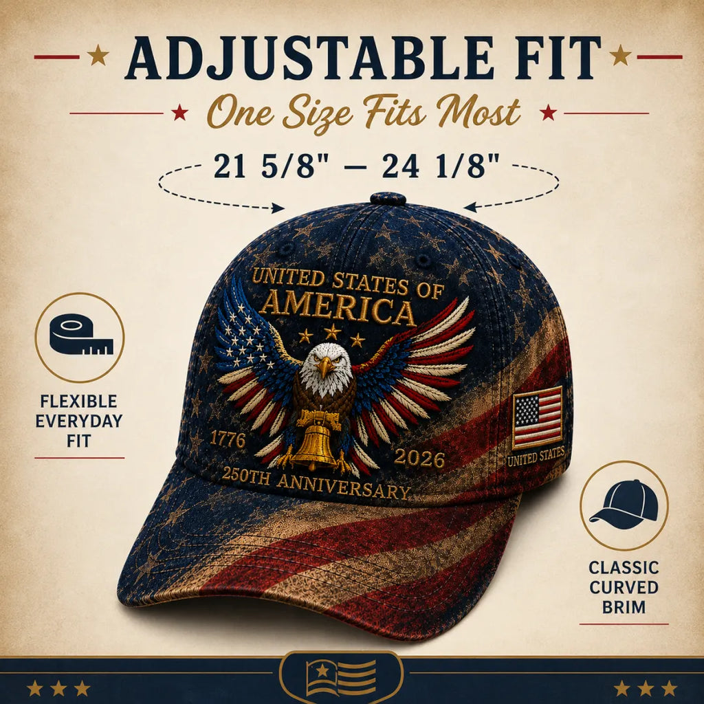 🎉Patriotic 4th of July ❤️ 🇺🇸 Premium Crafted USA 250th Anniversary Patriotic Eagle Cap