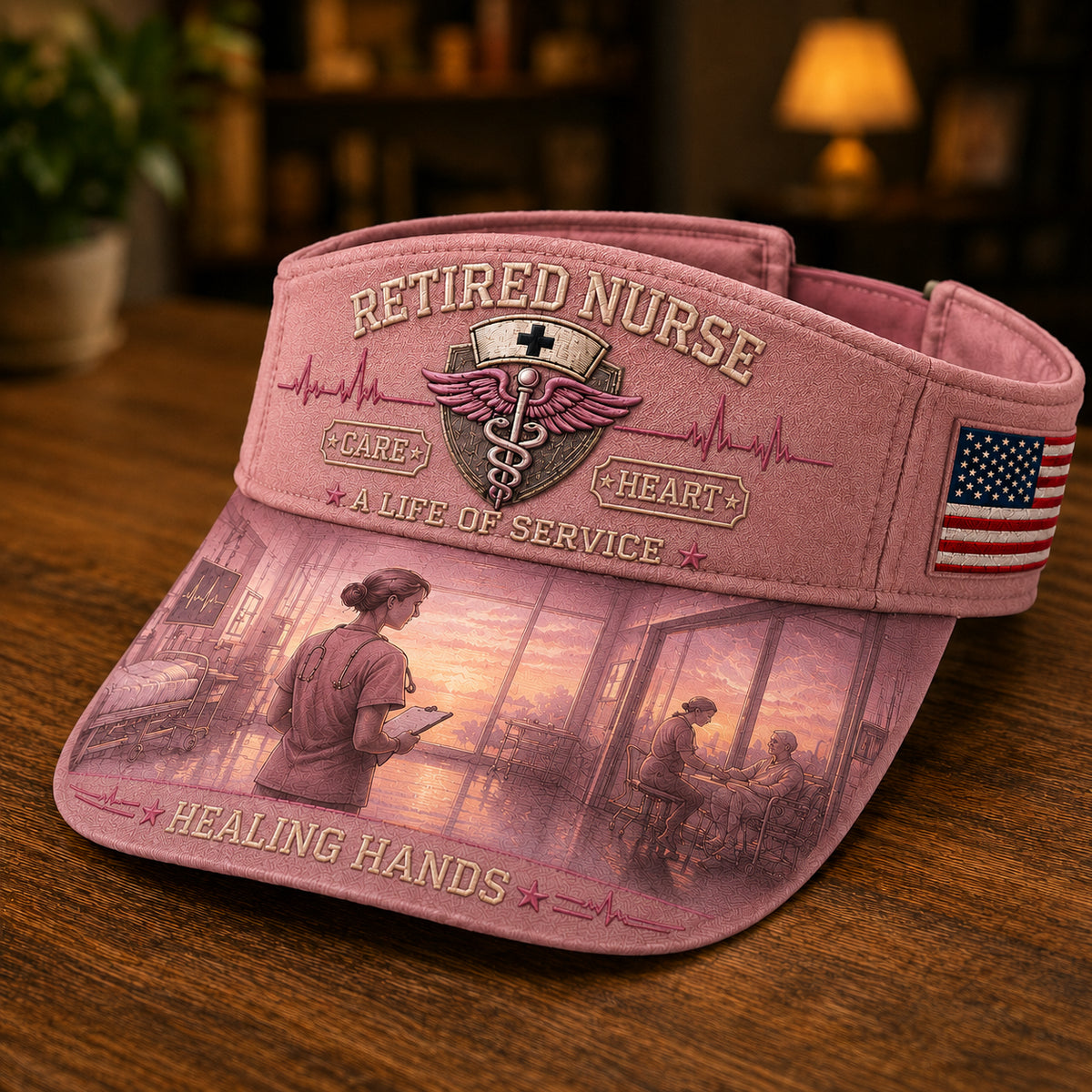 💜 Retired Nurse Healing Hands Open-Top Visor Cap