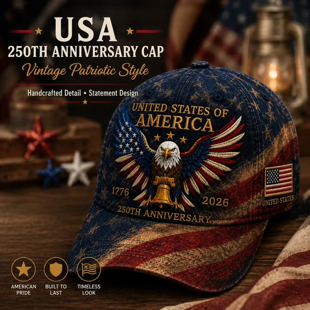 🎉Patriotic 4th of July ❤️ 🇺🇸 Premium Crafted USA 250th Anniversary Patriotic Eagle Cap